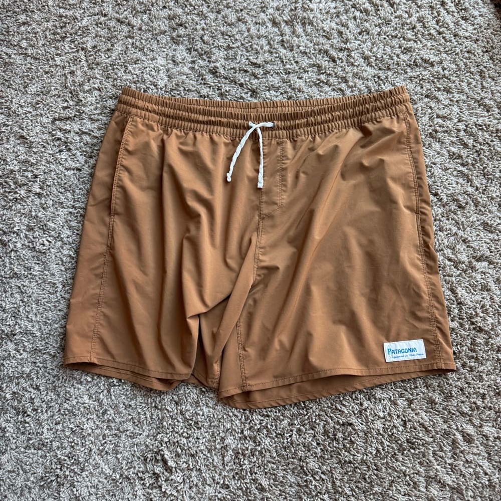 Patagonia Tan Elastic Waist Swim Shorts